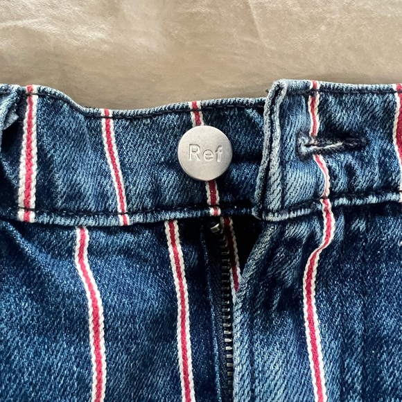 Reformation red striped denim mini skirt - Picture 3 of 9